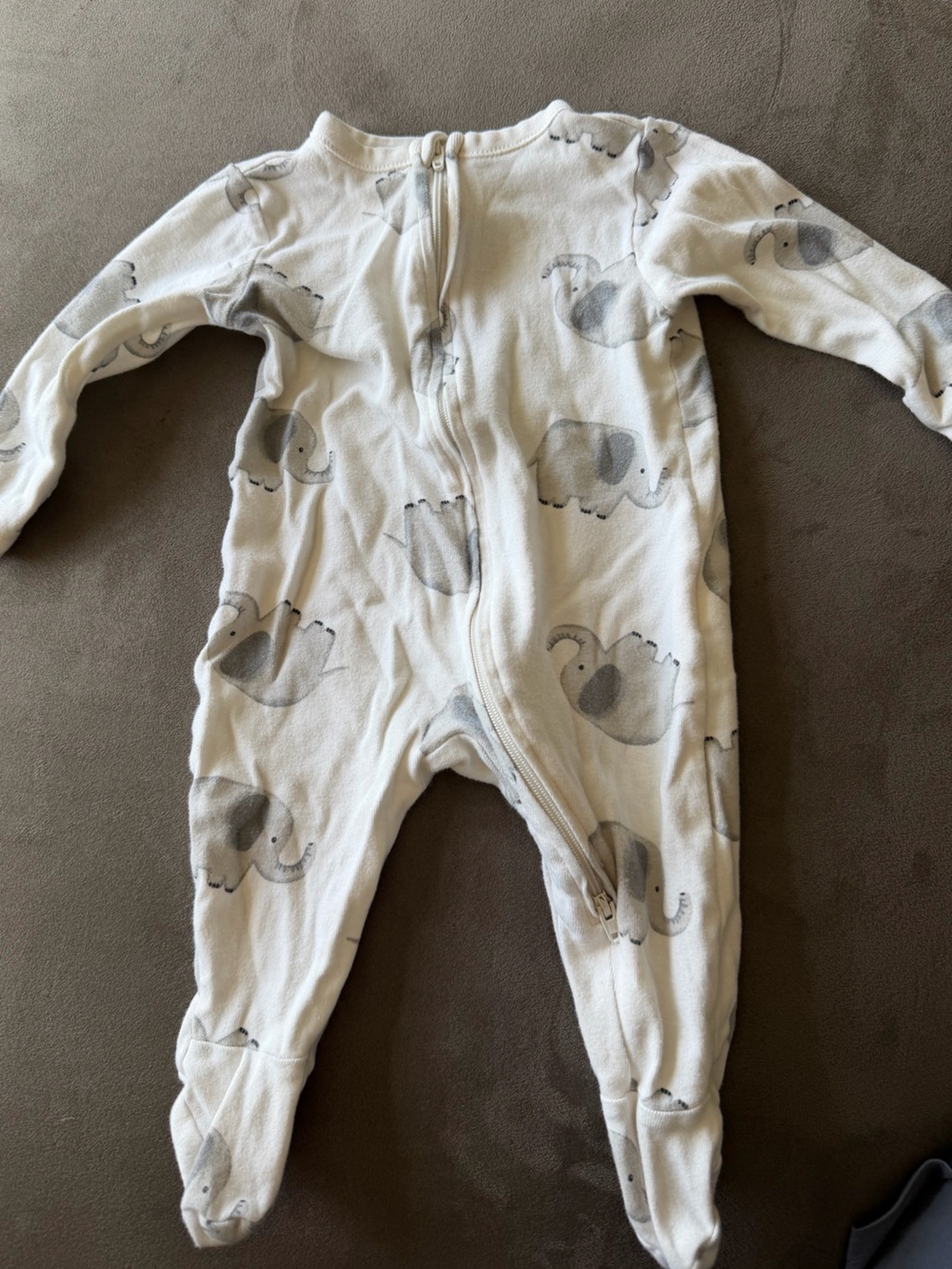 Old Navy White Footed One-Piece with Gray Elephant Print